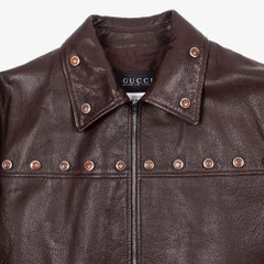 Gucci SS16 Men's Brown Leather Jacket IT46 Small Excellent Condition