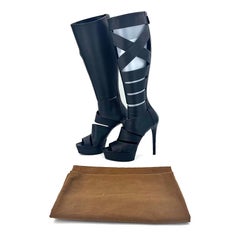 Gucci SS2010 Helena Babylon Cutout Bondage Knee High Platform High Heel Boots 39