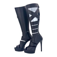 Gucci SS2010 Helena Babylon Cutout Bondage Knee High Platform High Heel Boots 39