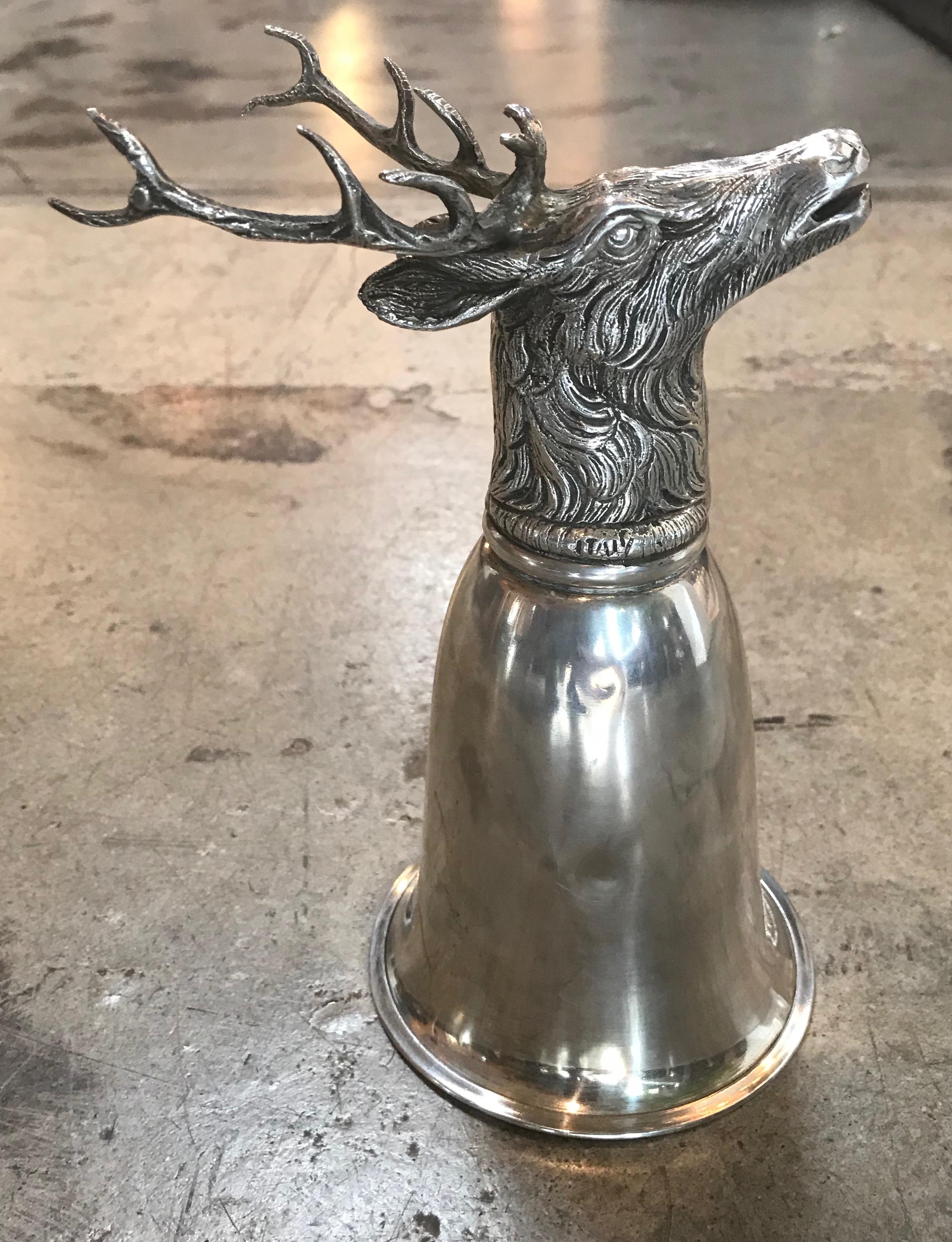 Modern Gucci Stag Silver Stirrup Cup Signed, Italy, 1970s