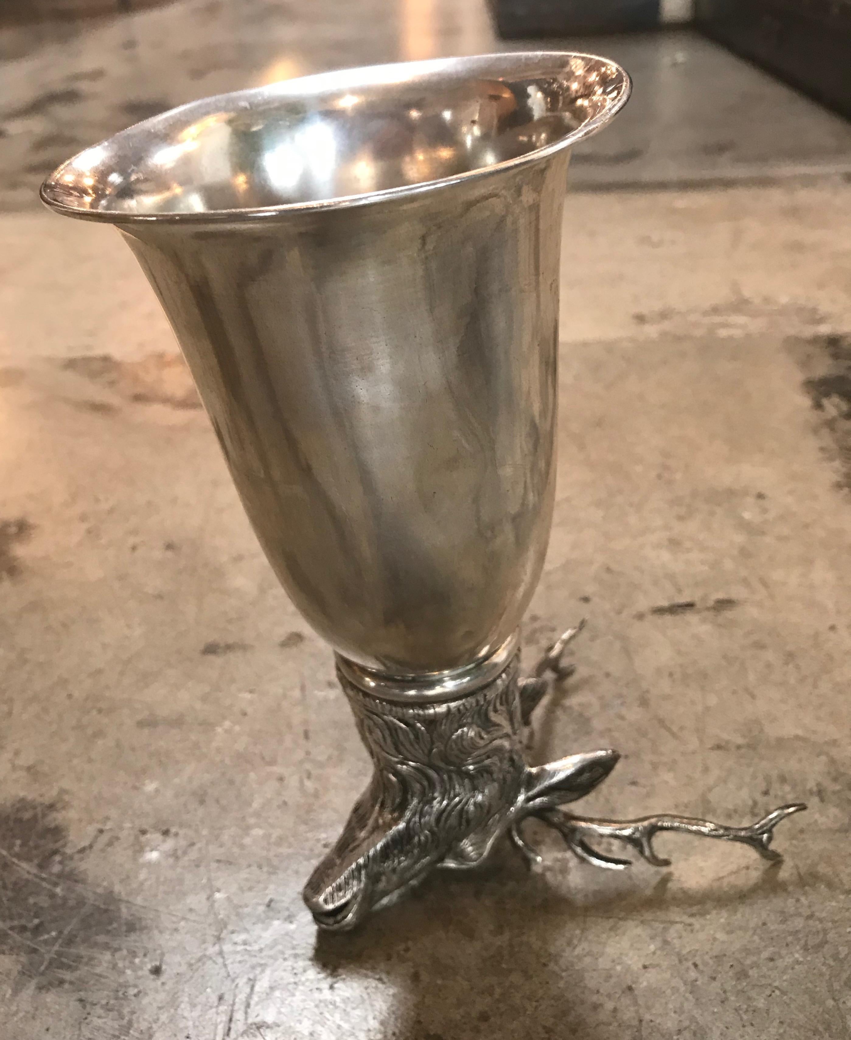 Gucci Stag Silver Stirrup Cup Signed, Italy, 1970s In Excellent Condition In Los Angeles, CA