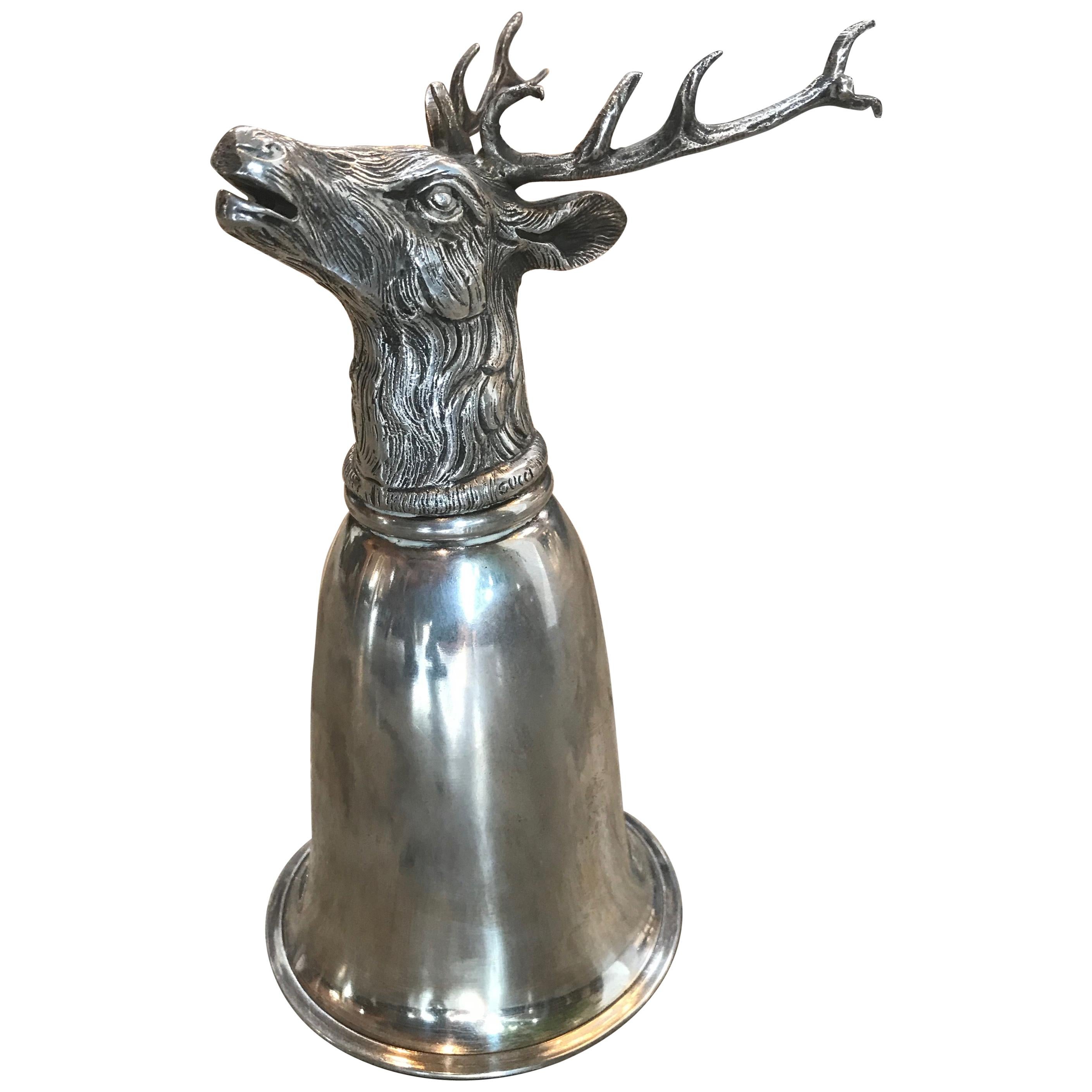 Gucci Stag Silver Stirrup Cup Signed, Italy, 1970s
