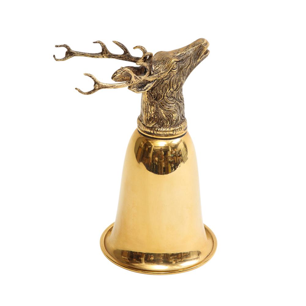 Gucci Steigbügel-Vase, Messing, gold gewaschen, signiert (Beschichtet) im Angebot