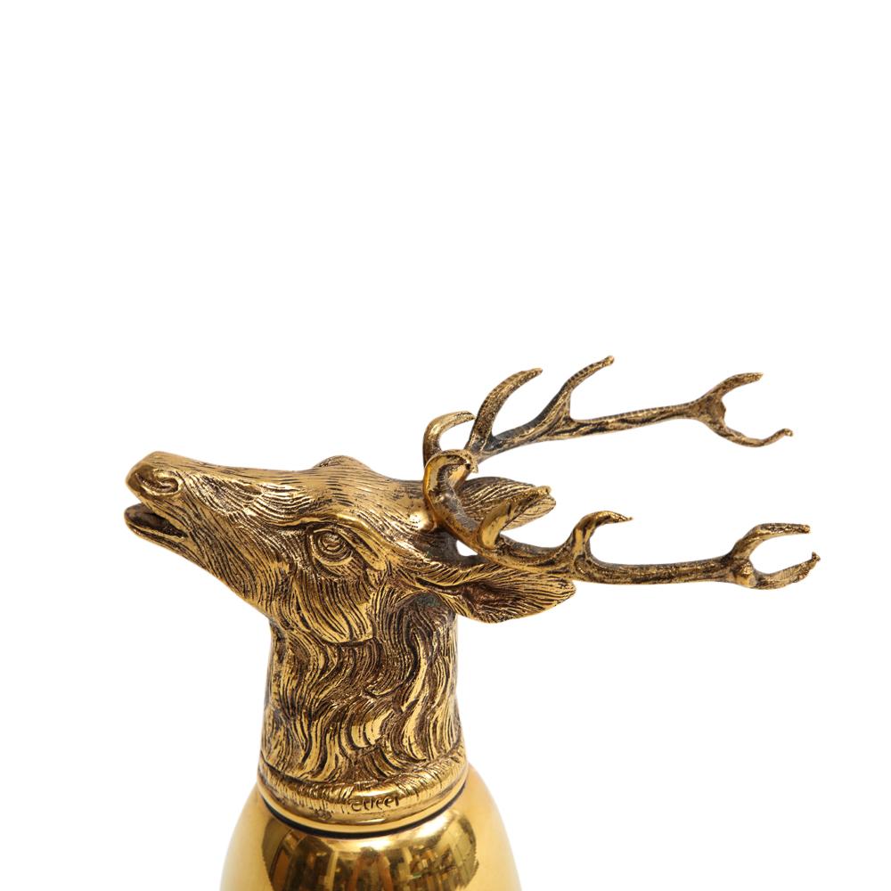 Gucci Stag Stirrup Cup Vase, Brass, Gold Washed, Signed In Good Condition For Sale In New York, NY