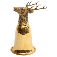 Gucci Stag Stirrup Cup Vase, Brass, Gold Washed, Signed