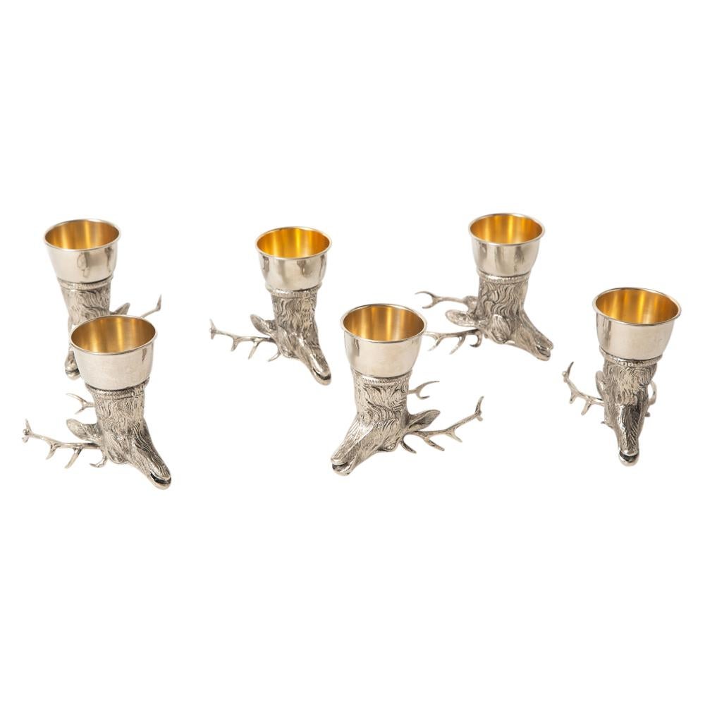 Gucci Stag Stirrup Cups, Silver Plated Brass, Signed 5