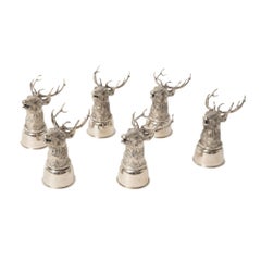 Gucci Stag Stirrup Cups, Silver Plated Brass, Signed