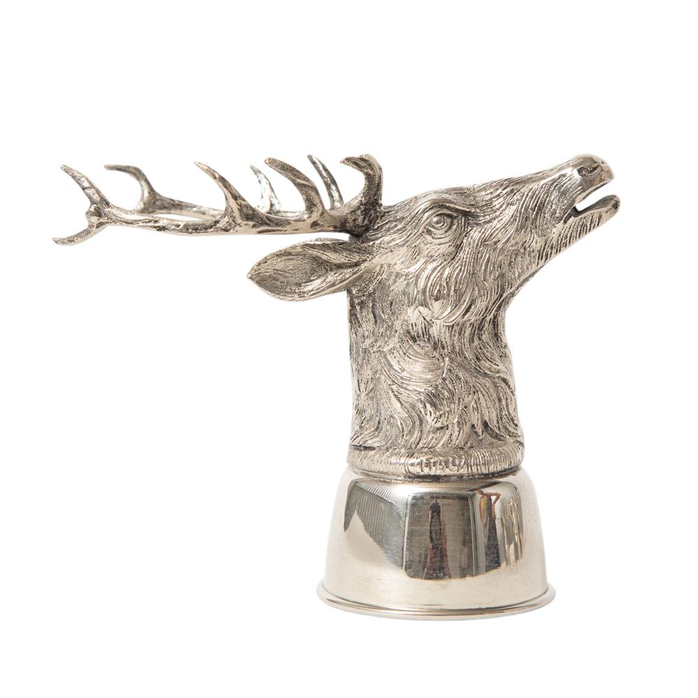 Late 20th Century Gucci Stag Stirrup Cups, Silver Plated Brass, Signed