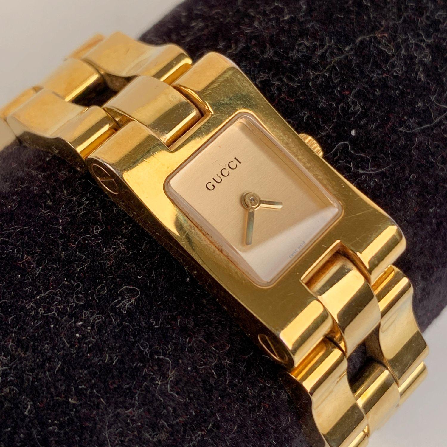 gucci g stainless steel and gold plated ladies watch