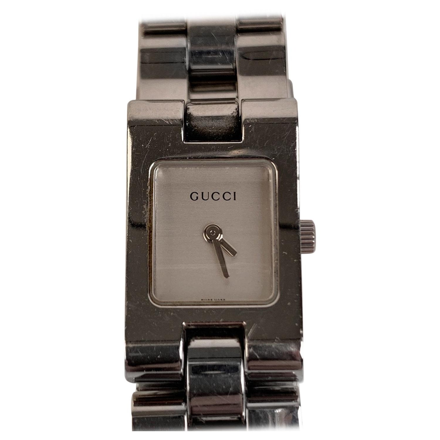 Gucci Stainless Steel Mod 2305L Wrist Watch White Dial For Sale at 1stDibs