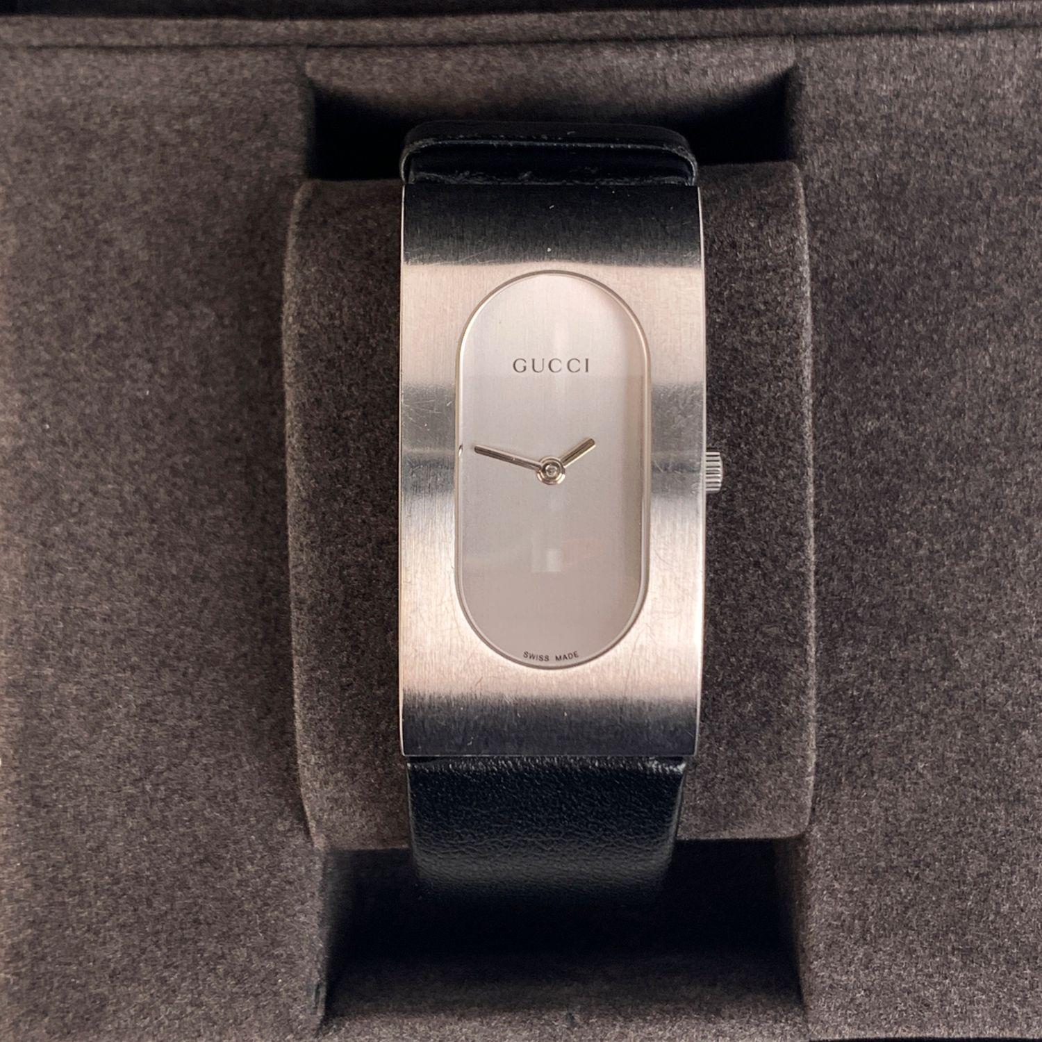Women's Gucci Stainless Steel Mod 2400 L Wrist Watch Black Leather