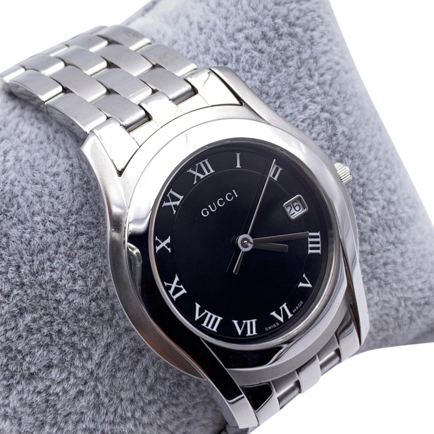 Gucci Stainless Steel Mod 5500 M Unisex Wrist Watch Black 2