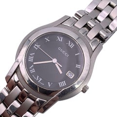 Gucci Stainless Steel Mod 5500 M Watch Date Indicator Black
