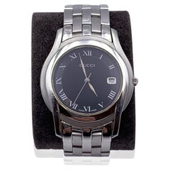 Gucci Stainless Steel Mod 5500 M Watch Date Indicator Black