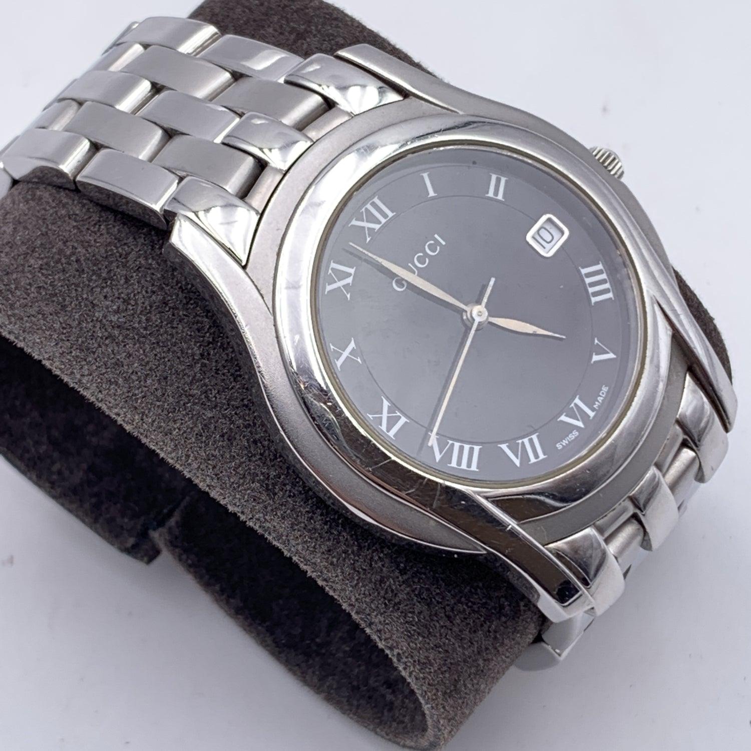 Gucci Stainless Steel Mod 5500 M Watch Date Indicator Black 1