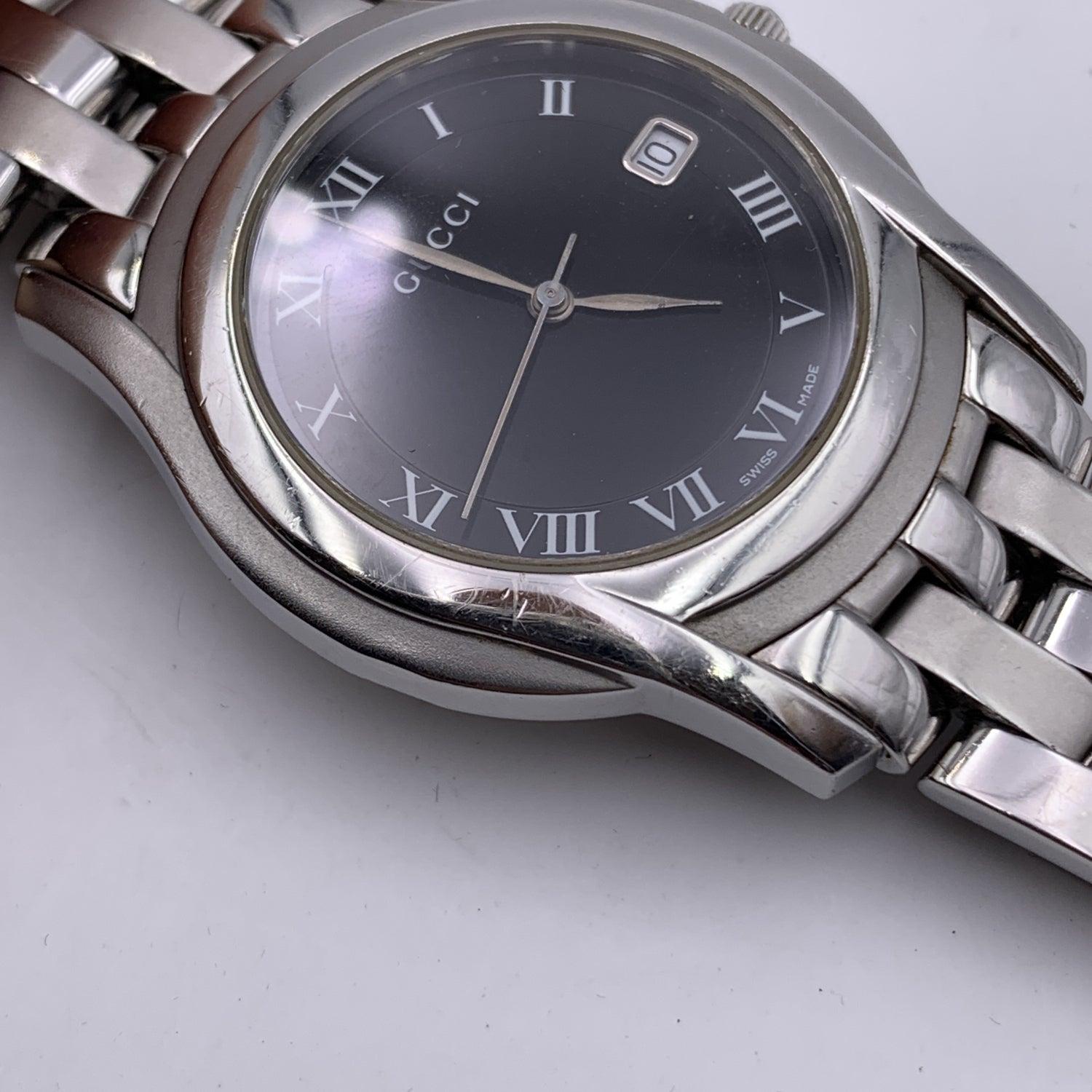 Gucci Stainless Steel Mod 5500 M Watch Date Indicator Black 3