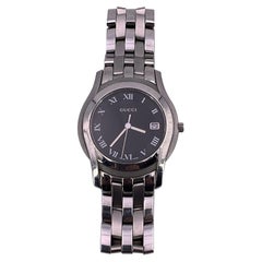 Gucci Stainless Steel Mod 5500 M Watch Date Indicator Black