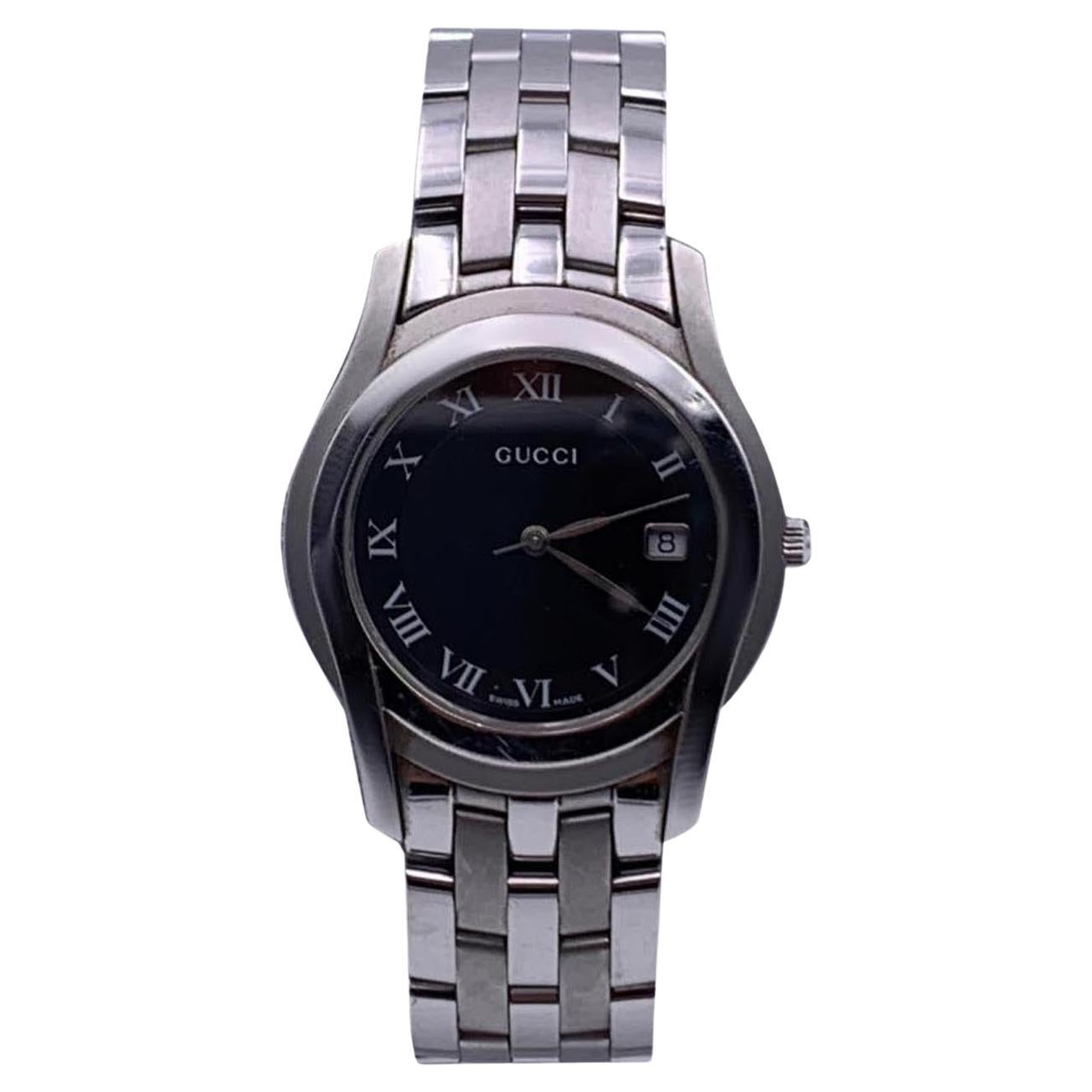 Gucci Stainless Steel Mod 5500 M Watch Date Indicator Black at 1stDibs |  gucci 5500m