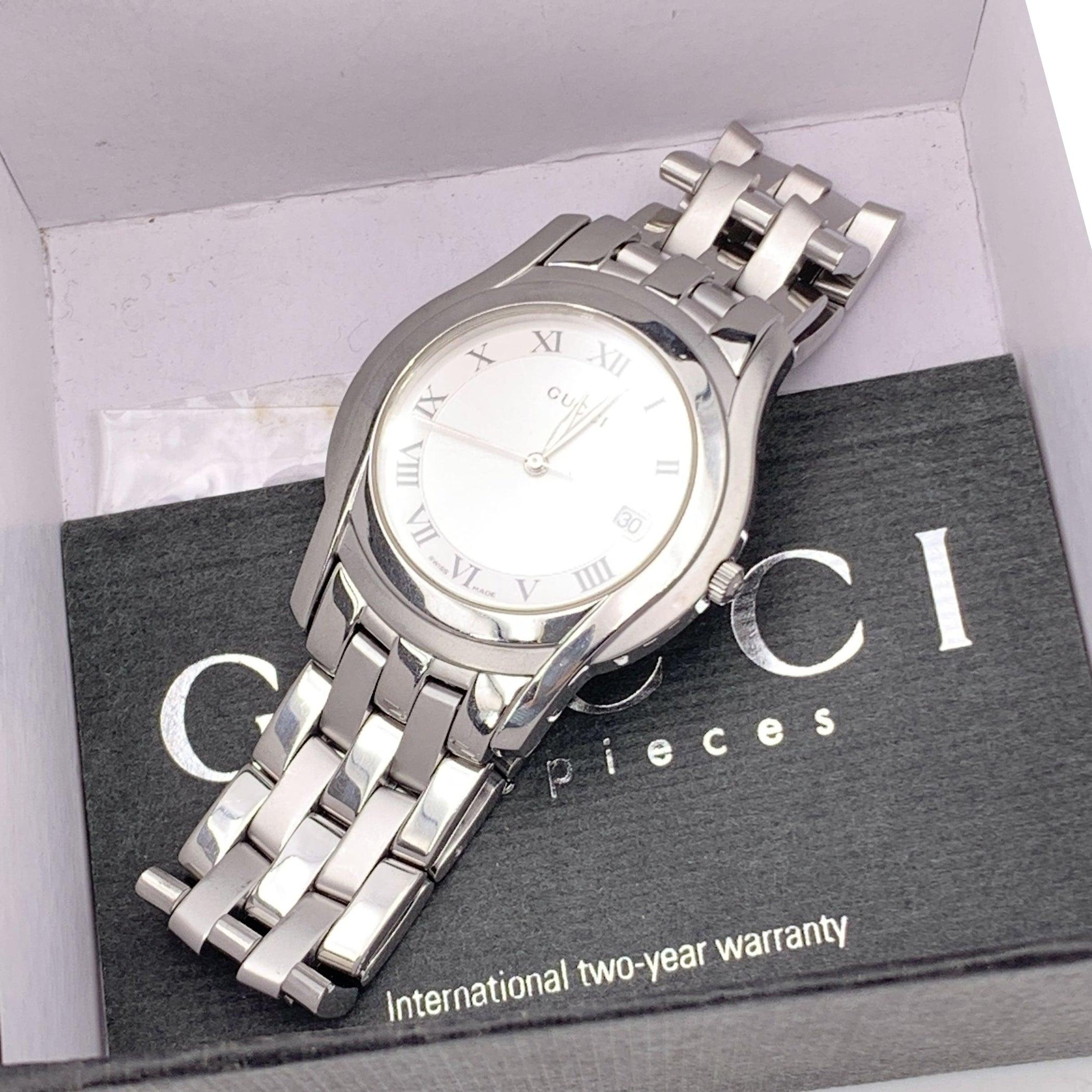 Gucci Stainless Steel Mod 5500 M Watch Date Indicator White For Sale 1