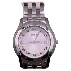 Gucci Stainless Steel Mod 5500 M Watch Date Indicator White with Box Gucci Stainless Steel Mod 5500 M Watch Date Indicator White with Box