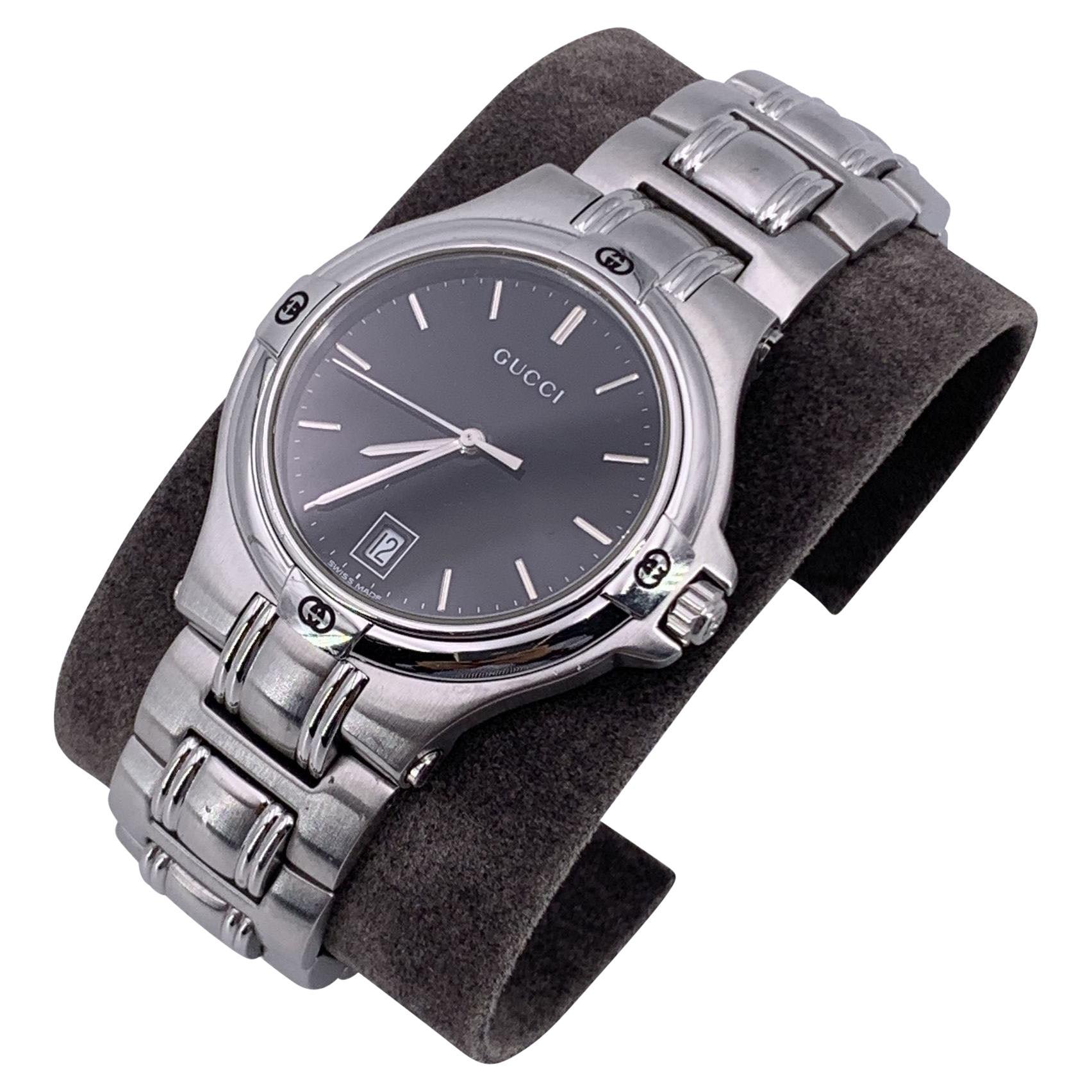 Gucci Stainless Steel Mod 9040 L Wrist Watch Black Dial