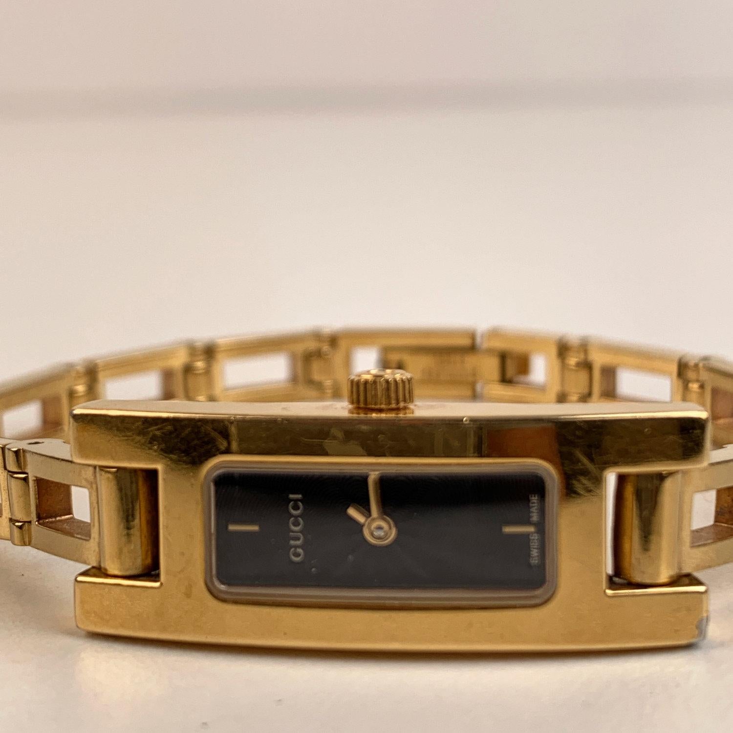 Gucci Edelstahl Vintage Gold Stahl Handgelenk Damenuhr Mod 3900L Quartz 1