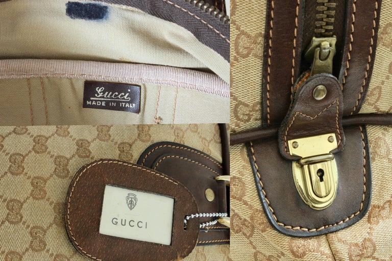 Gucci Supreme Canvas and Leather Steamer Bag Keepall Expandable Luggage ...