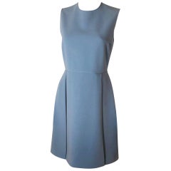 Gucci Steel Blue Wool Sleeveless Italian Size 44 Day Dress w/ Jewel Collar