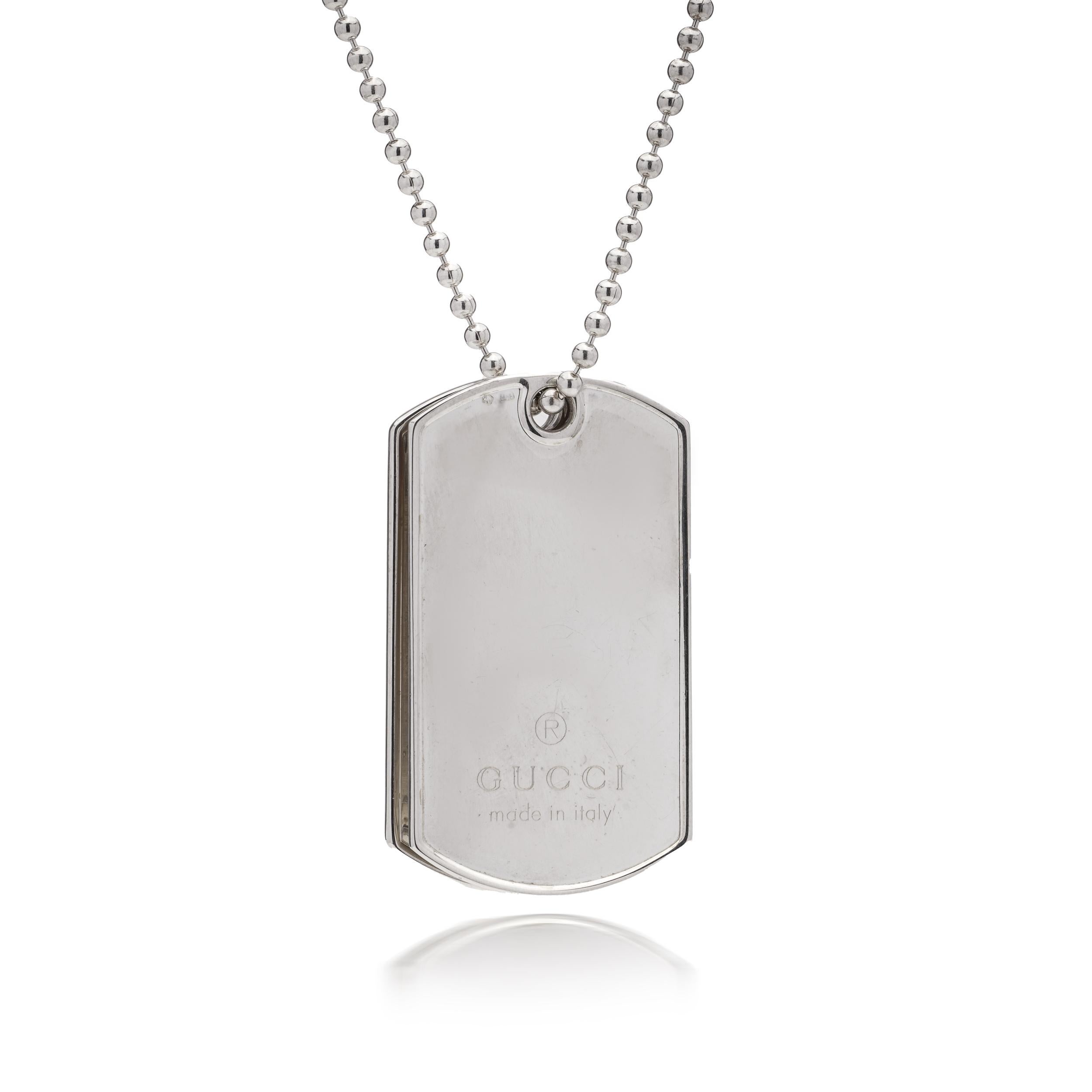 gucci dog tag necklace sterling silver