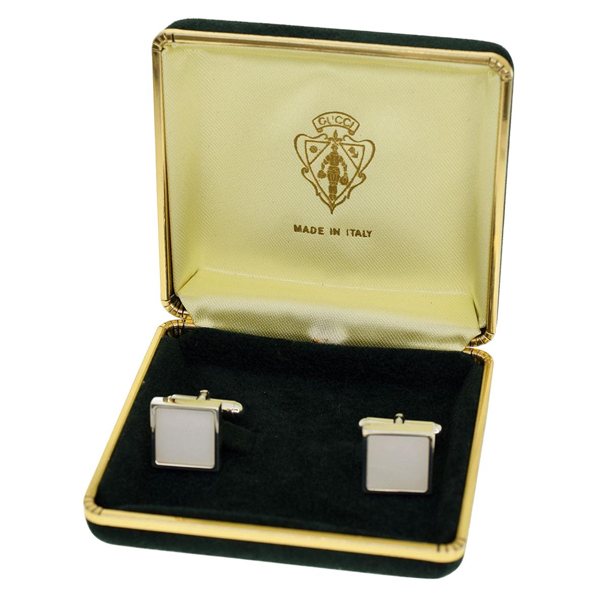 Gucci Sterling 925 Silver White and Silver Color Cufflinks