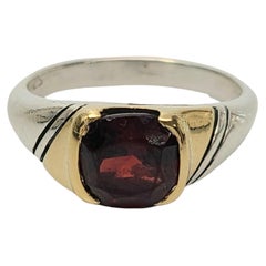 Gucci Sterling Silver 18K Yellow Gold Accent Red Stone Ring