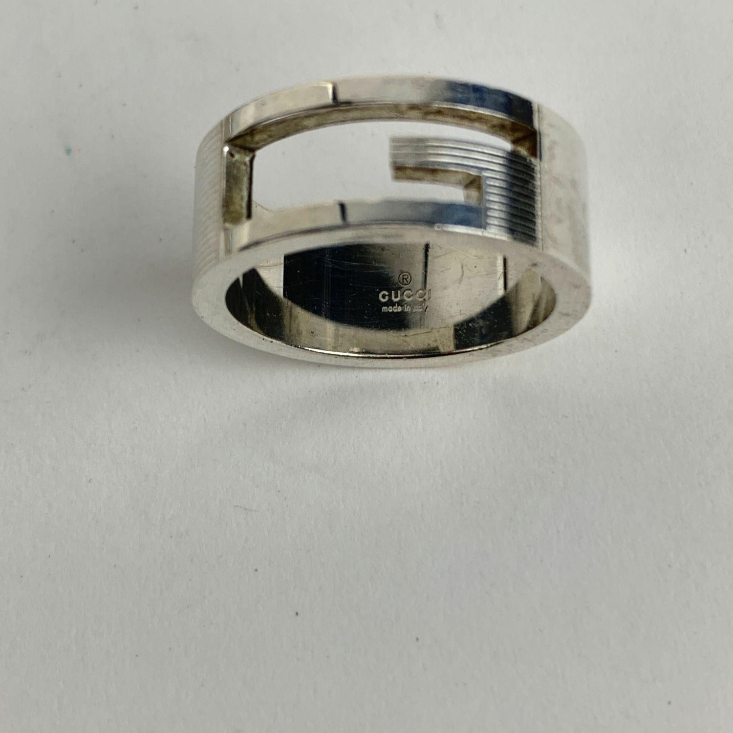 Women's Gucci Sterling Silver 925 Cut Out Logo Band Ring Size 14
