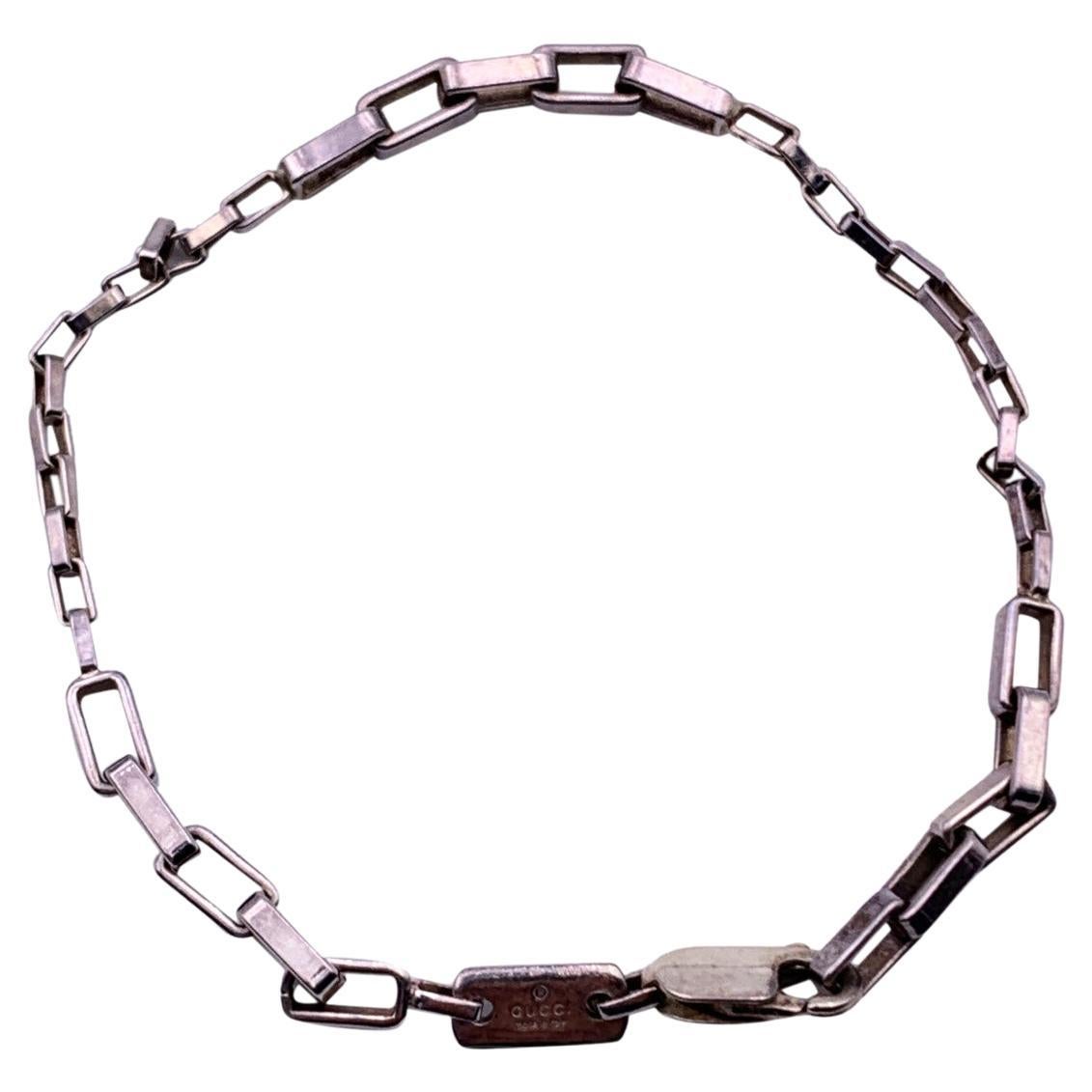 Gucci Sterling Silver 925 Rectangle Chain Link Bracelet