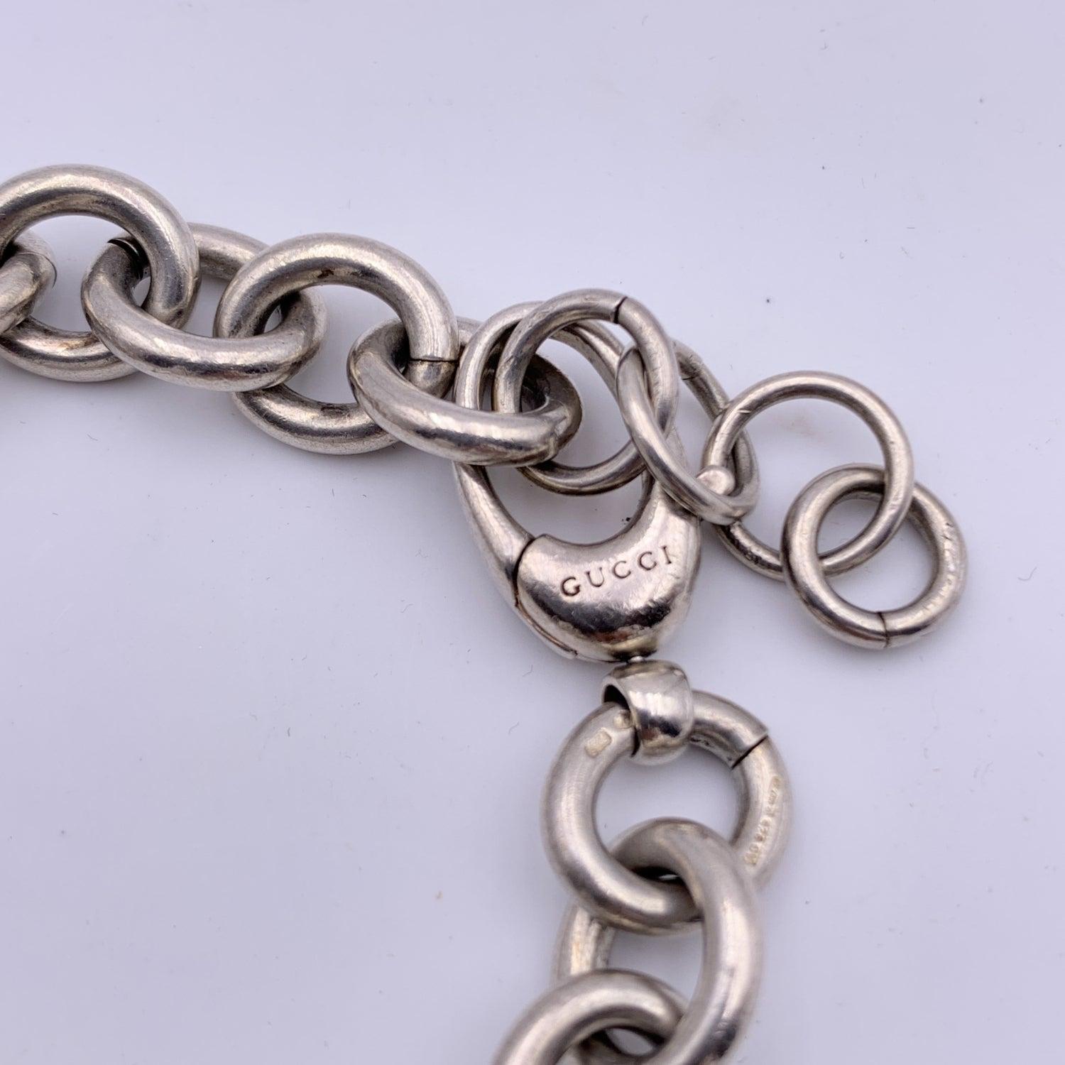 Gucci Sterlingsilber 925 Rolo-Kette-Armband mit zwei Hund-Tagen für Damen oder Herren