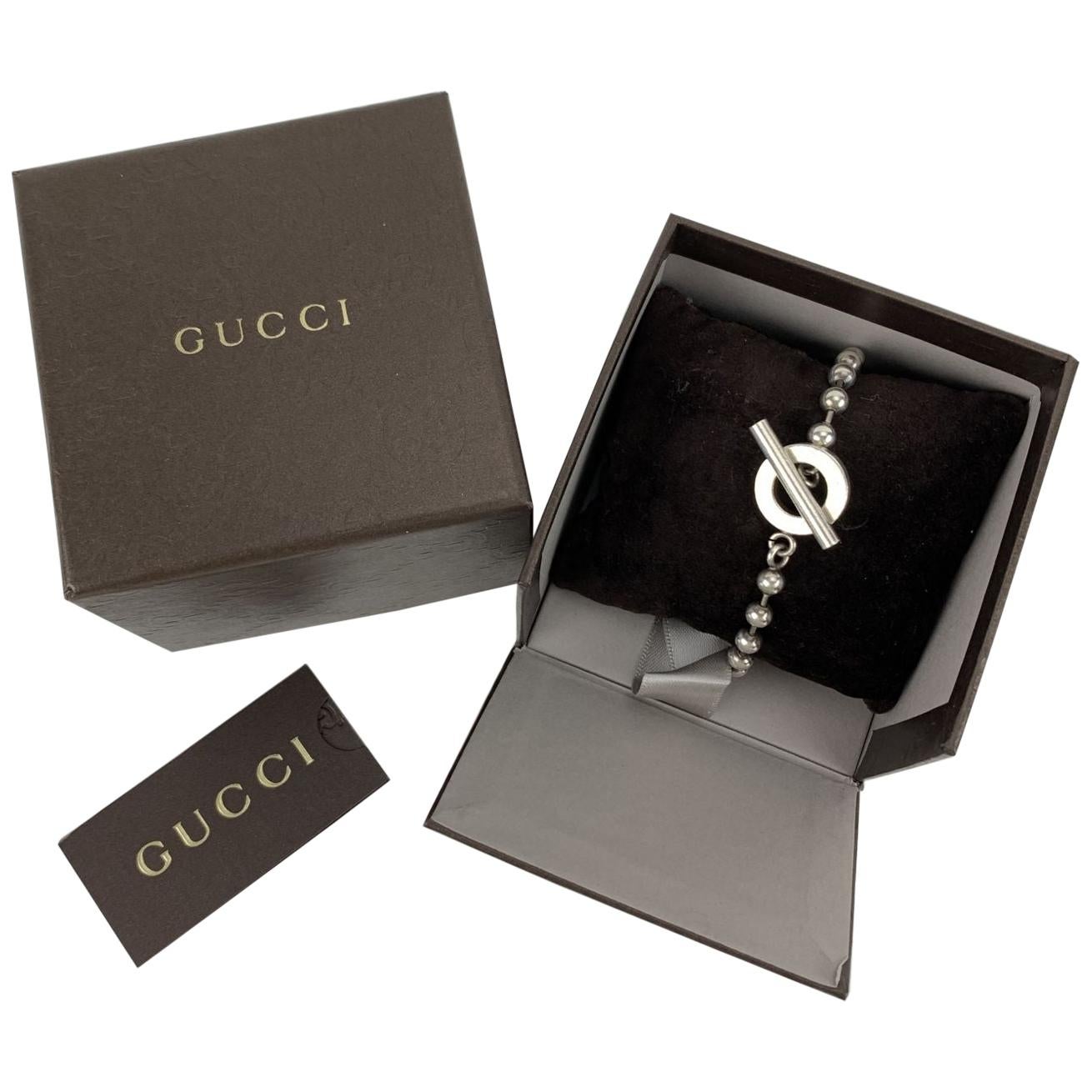 Gucci Sterling Silver 925 Toggle Boule Chain Unisex Bracelet