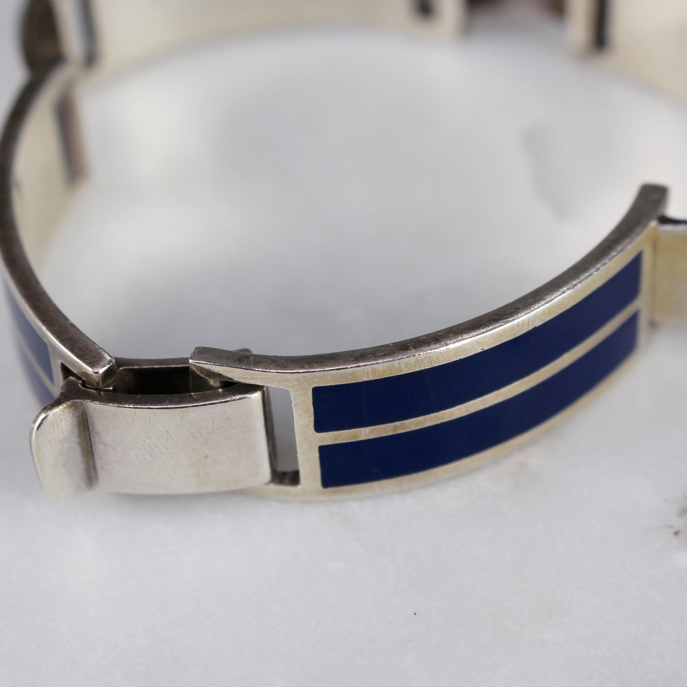 Gucci Sterling Silver and Blue Enamel Bracelet, 1975 In Good Condition In London, GB