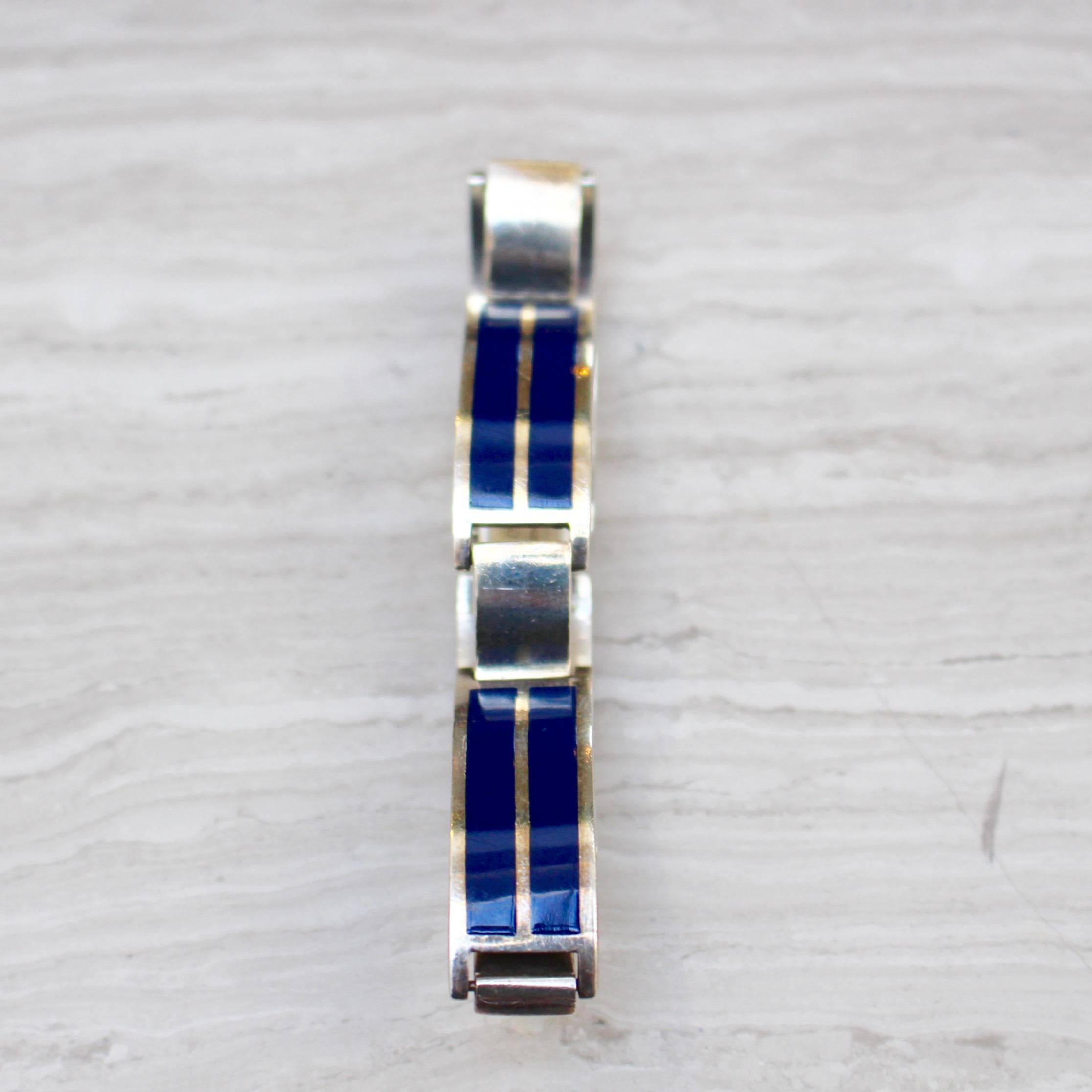 Late 20th Century Gucci Sterling Silver and Blue Enamel Bracelet, 1975
