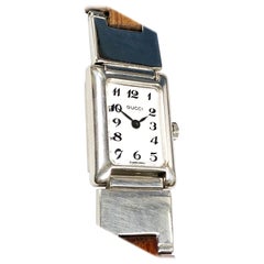 Retro Gucci Sterling Silver and Wood Bracelet Watch