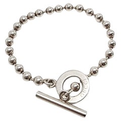 Gucci Sterling Silver Ball Chain Toggle Bracelet #15368