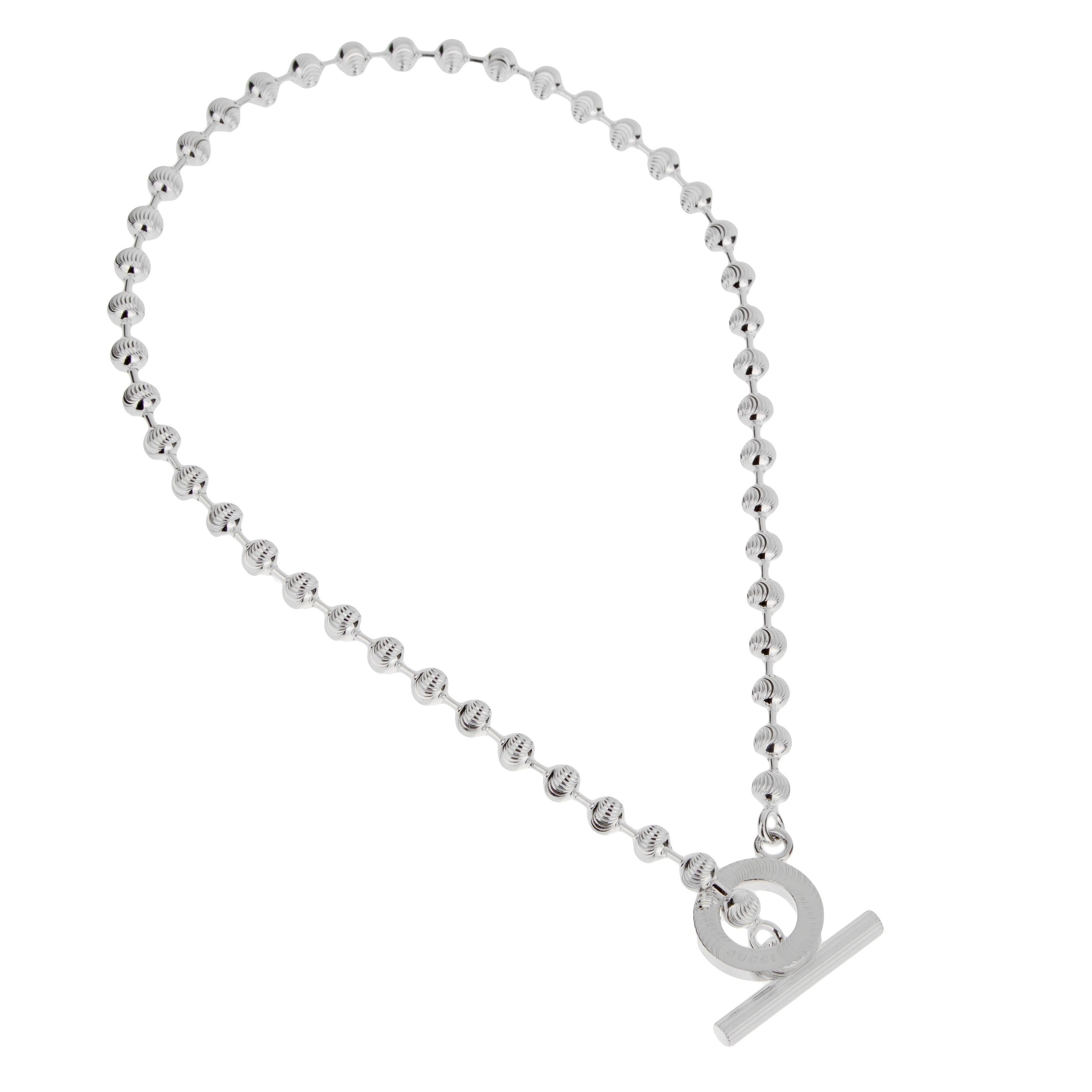 Gucci - Collana in argento con perline e boule con taglio a diamante - Taglia S - 14