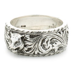 Tigerring aus Sterlingsilber und schwarzer Emaille von Gucci