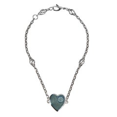 Bracciale con charme a forma di cuore blu in argento 925 di Gucci - 7