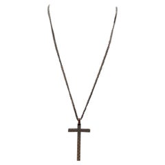 Gucci Sterling Silver Cross Diamantissima Pendant Unisex Necklace