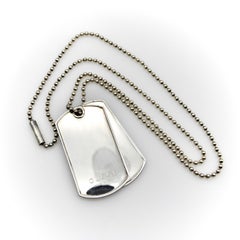 Gucci Sterling Silver Double Dog Tag Necklace
