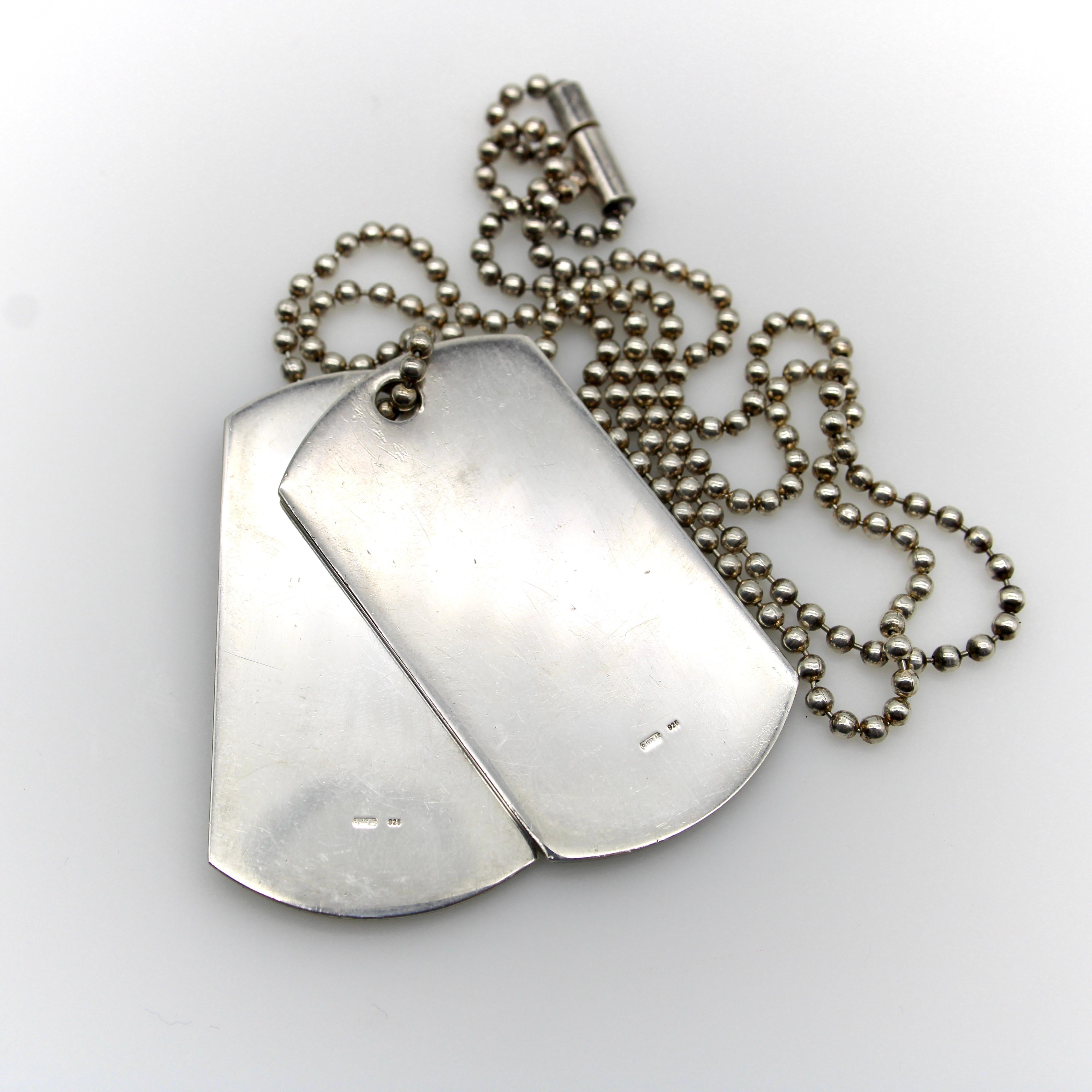 da uomo o donna Collana con doppia medaglietta di Gucci in argento sterling in vendita