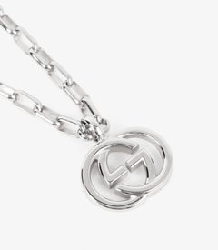Gucci Sterling Silver Double G Logo Chain Necklace