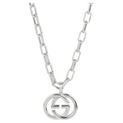 Gucci Sterling Silver Double G Logo Chain Necklace