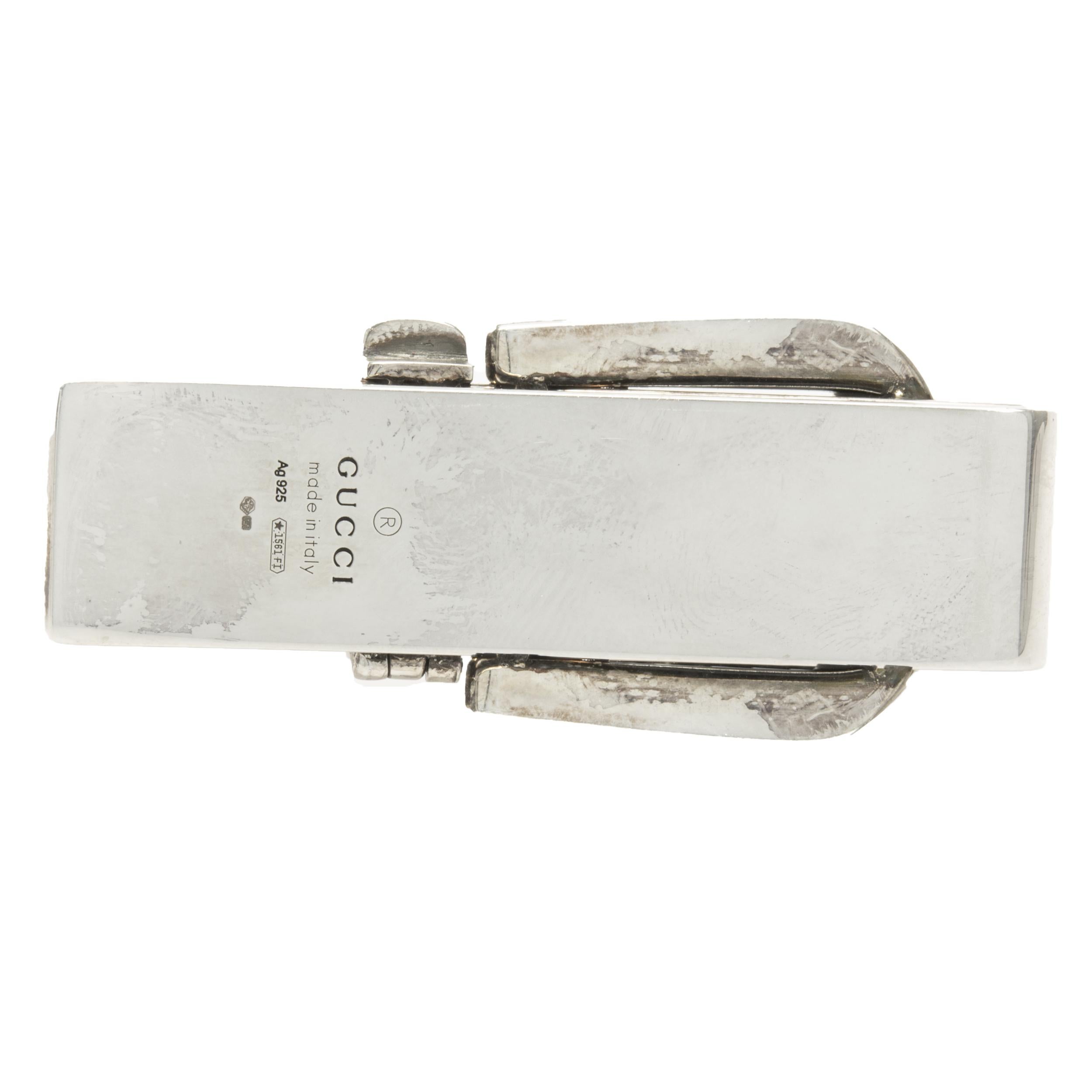 Designer: Gucci
Material: sterling silver
Weight: 33.24 grams
Dimensions: money clip measure 57.60 x 24.5mm