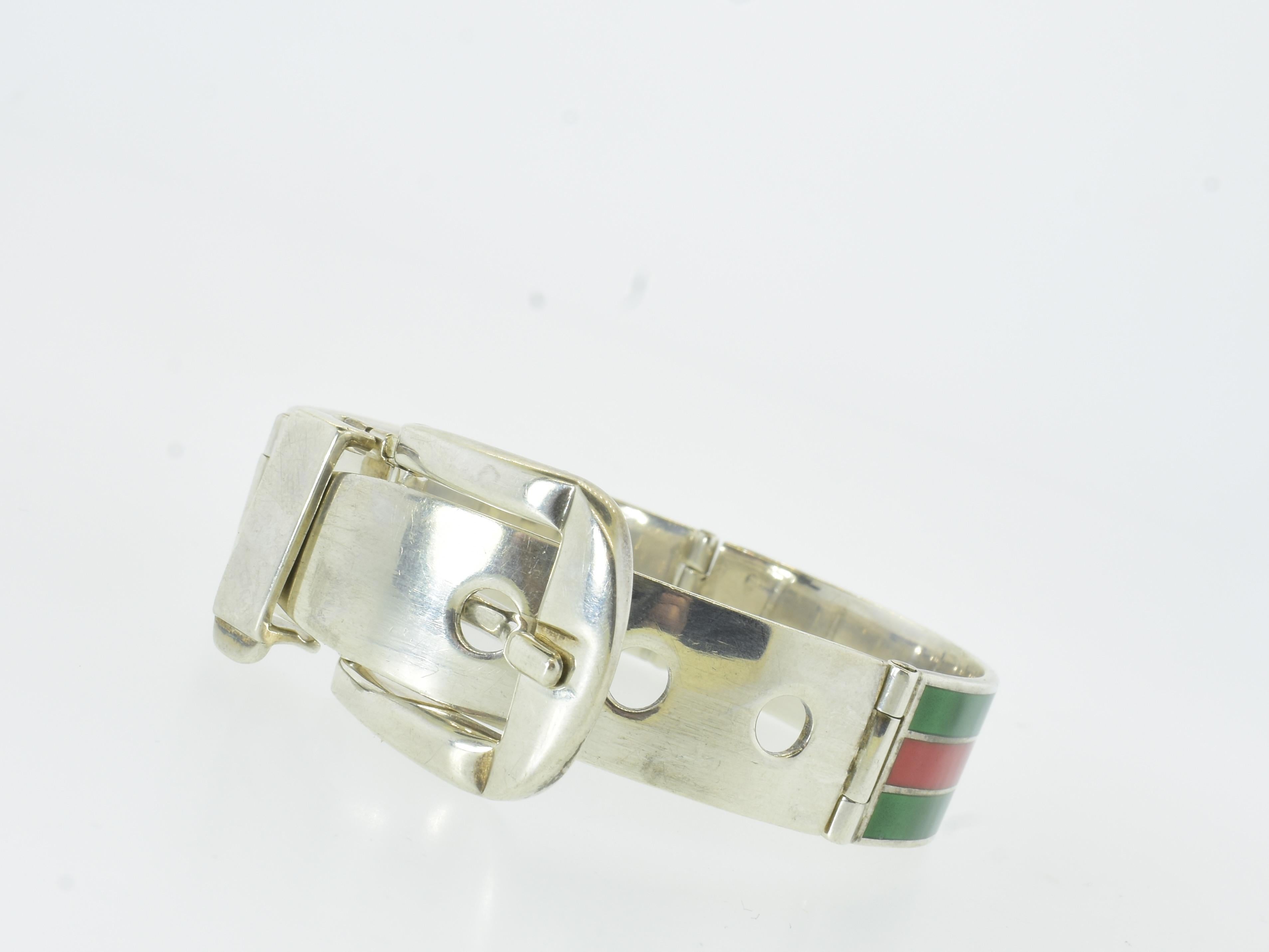 Gucci Sterling Silver Enamel Vintage Bracelet, c. 1970 5