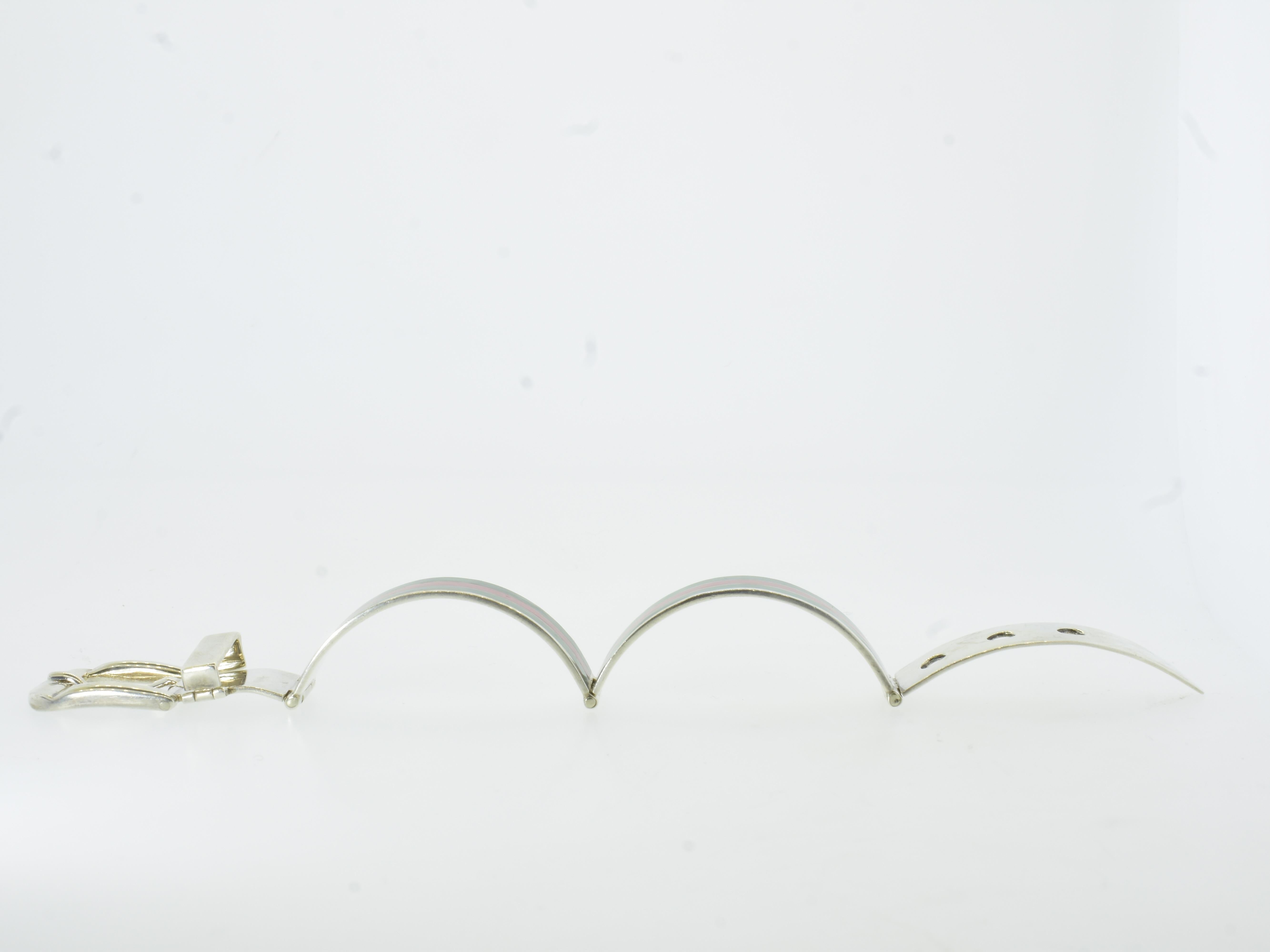 Gucci Sterling Silver Enamel Vintage Bracelet, c. 1970 7